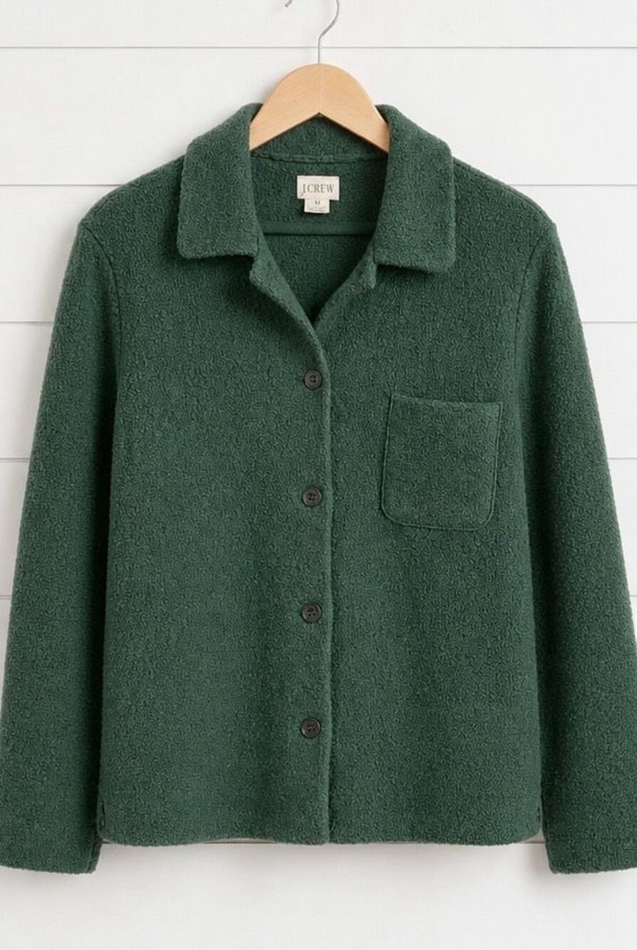 J.crew vintage 100% wool green collared blazer sweater M - Picture 2 of 7